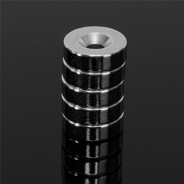 New 5pcs 15 mm x 5 mm Strong Ring Magnets Countersunk Hole 5 mm Rare Earth Neodymium Circular magnet Neodymium magnet