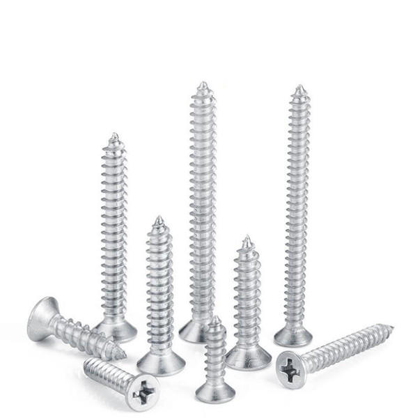 New High Quality 304 stainless steel cross countersunk head tapping screw M5M5.5M6 flat head self-propelled screw Wholesale