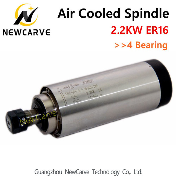 2.2KW Air Cooled Spindle ER16 milling spindle 2.2KW 220V 80*195MM with 4 bearing NewCarve