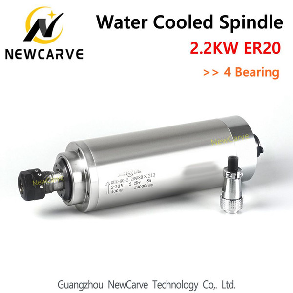 cnc spindle motor 2.2KW 220V 380V 4 bearing water cooled spindle ER20 with 80MM diameter GDZ-80-2.2B NewCarve
