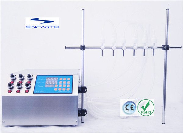 2018 newest cooking oil gear pump filler with 6 heads Digital liquid filling machine perfume packer bottle water filler with 6 nozzles