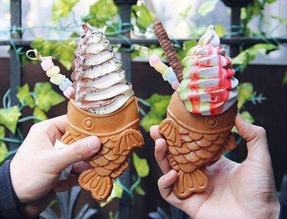 Free Shipping Cost New Design 4/pcs Ice Cream Fish Cone Maker Taiyaki Machine