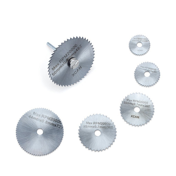 New 7pc HSS Circular Wood Cutting Saw Blade Discs for Dremel Rotary Tool Mandrel With Mandrel Max 20000 RPM Speed
