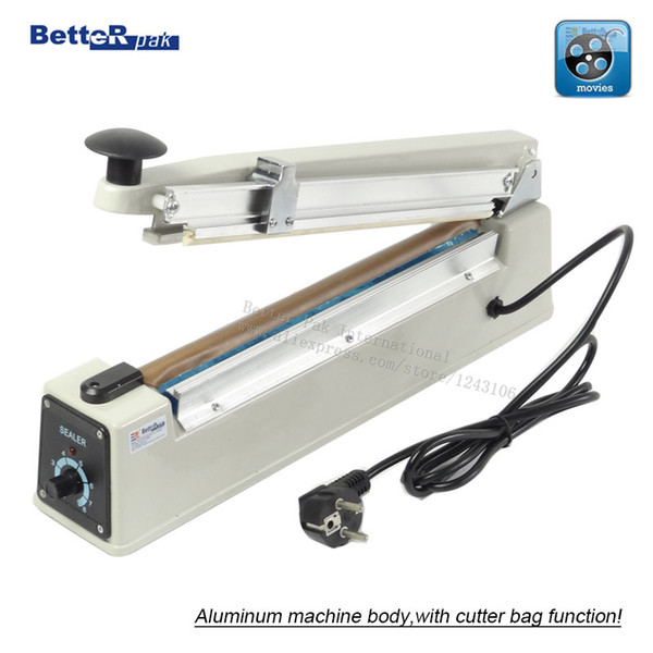 PFS-300 Aluminum body Hand Impulse Sealer PP/PE film bag sealer,with cutter function,2mm sealing width,220V/50Hz