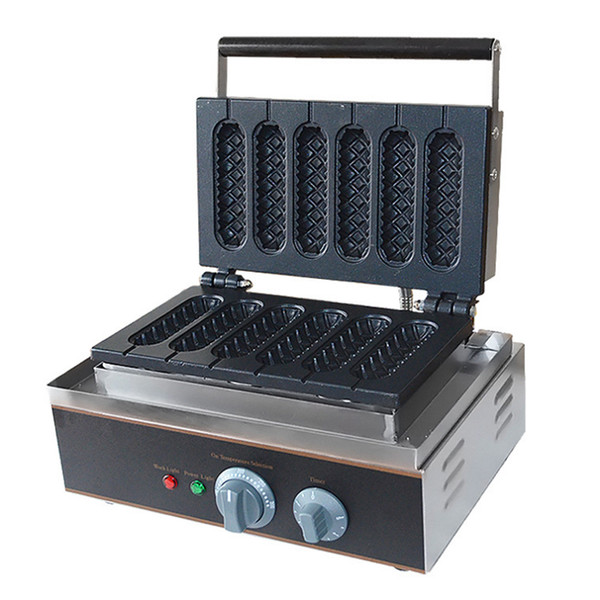 Commercial Electric 6 pieces Crispy corn hot dog waffle maker non-stick French Muffin sausage Machine EU US plug 110V 220V