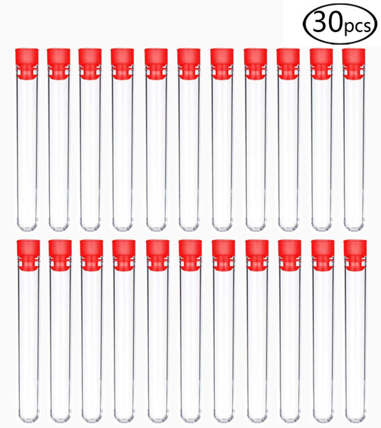 30 Clear Plastic Test Tubes with Caps 9ml, 15×100mm