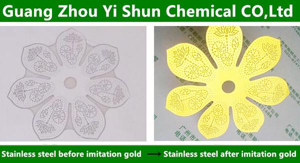 Chemical imitation gold of stainless steel/chemical imitation gold process/Surface imitation gold treatment/Safety and environmentally