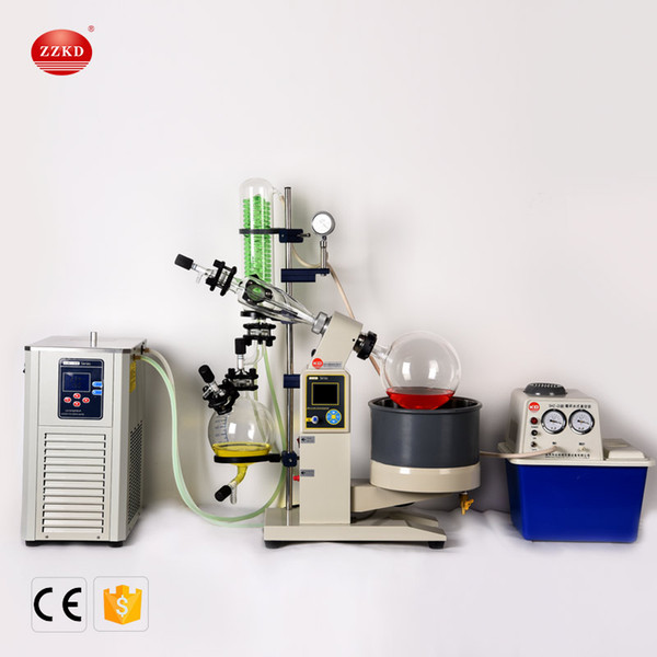 ZZKD 5L R1005 Lab Rotary Evaporator Customize Evaporator Evaporation Motor Lifting Turnkey Package w/Water Vacuum Pump &Chille