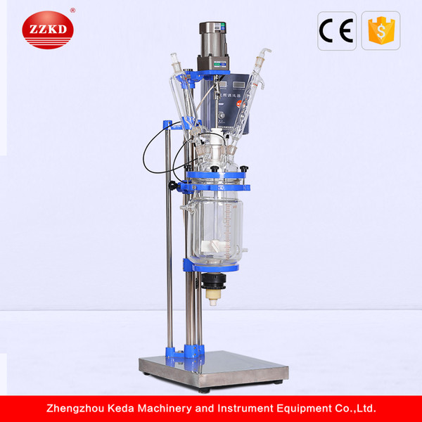 ZZKD 2Lsmall volume glass reactor Condensor with dropping flask w PTFE Stirrer with Seal for Lab Chemical Reaction with glass reactor