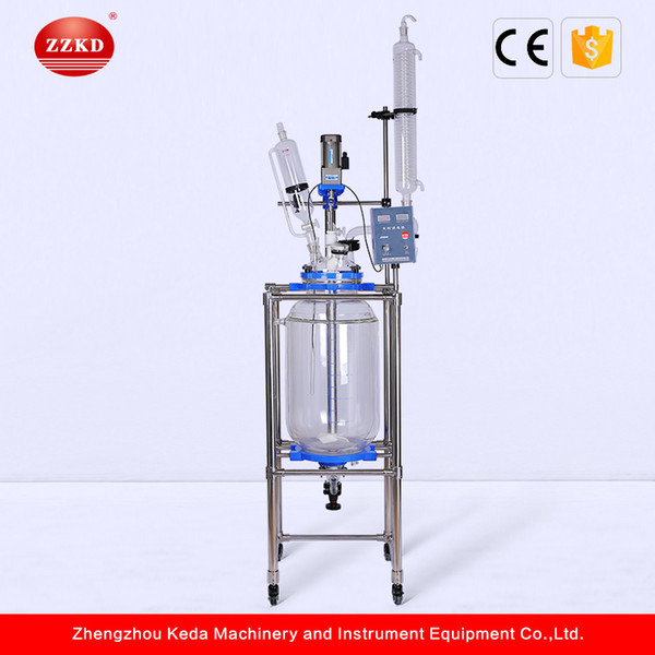 ZZKD 50L glass reactor for a variety of process operations dissolution of solids product mixing chemical reactions for Double Glass Reactor