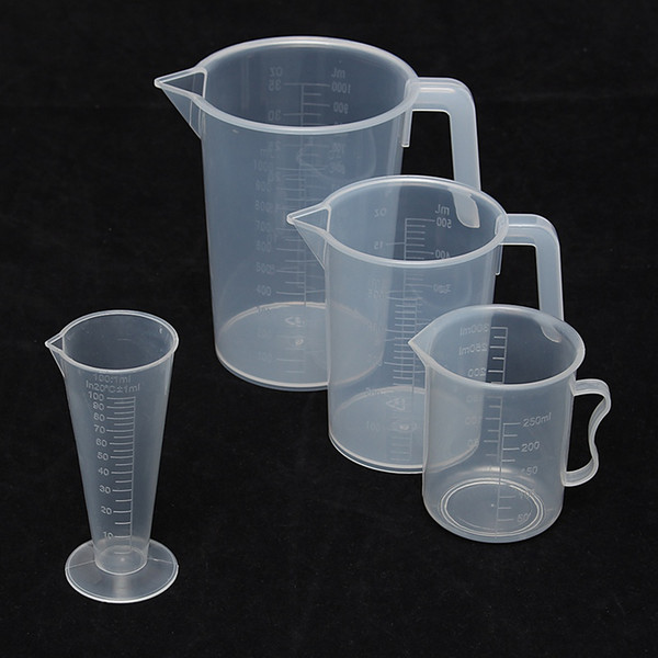 Transparent Cup Plastic 100ml 250ml 500ml 1000ml Graduated Volumetric Beaker Measuring Cup Kitchen Lab Measuring Tools 10pcs