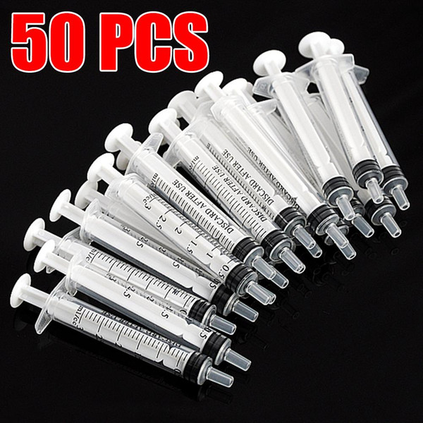 3mL Disposable Sampler Plastic Syringe Cubs Measuring Nutrient Hydroponic 50 Pcs