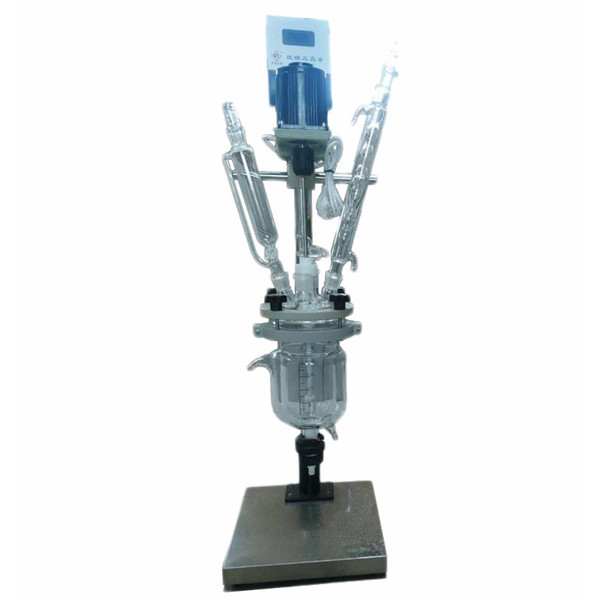 Lab Jacketed Reaction Vessel Small Chemical Reactor Laboratory PTFE Mini Desktop Jacketed Borosilicate Glass Chemical Reactor SF-2L