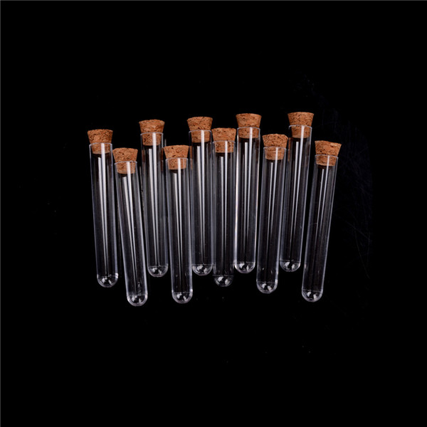 Plastic Test Tube With Cork 6-inch 20ml Clear Lab Experiment Favor Gift Tube Refillable Bottle 50pcs/lot 12*75mm