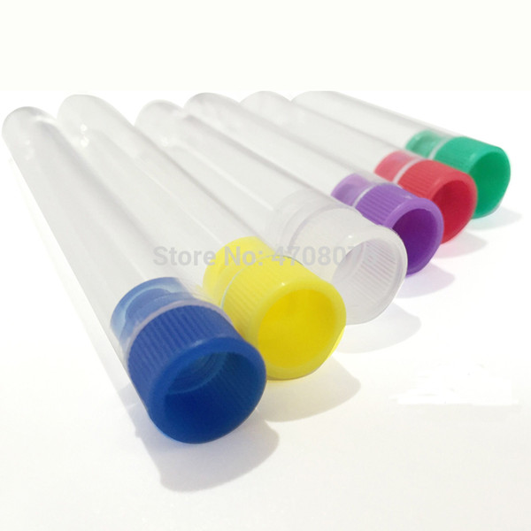 16x100mm 100pcs/lot Plastic test tube with color lid transparent lab tube U-shaped bottom PS labware for scientific experiment