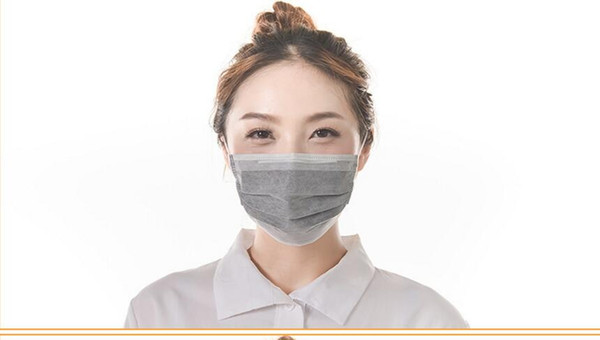 Wholesale 50pcs/lot Disposable Activated Charcoal Mask Nonwovens Four Layer Activated Carbon Mask PM2.5 Free Shipping