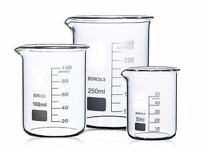 - 250+400+500+800ml Low Form Beaker Chemistry Laboratory Borosilicate Glass Beaker Thickened with spout FREE SHIP