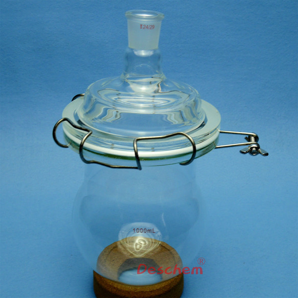 Wholesale- 1000ml 24/29 Glass Reactor,Single Neck,1L,Reaction Bottle,W/Steel Clamp & Lid