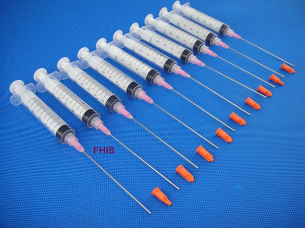 10 packs 10ml10cc syringe & 18G blunt tip needle length 10CM & cap