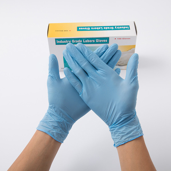 Blue Micro Powder Disposable Nitrile Gloves Wear-resistant Anti-skid Anti-acid and Alkali Waterproof Food Processing Labor Gloves