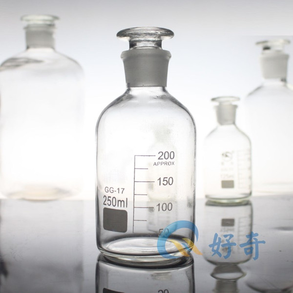 Wholesale- Calibration fine mouth bottle transparent 250ml quality seal reagent bottle glass instrument chemical laboratory supplies