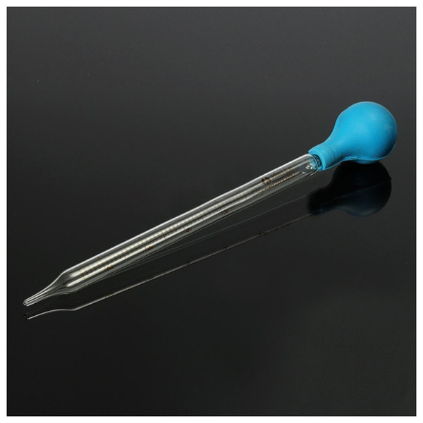 10ml Rubber Head Glass Dropper Glass Pipette Lab Dropper Pipet With Scale Line Blue&Transparent