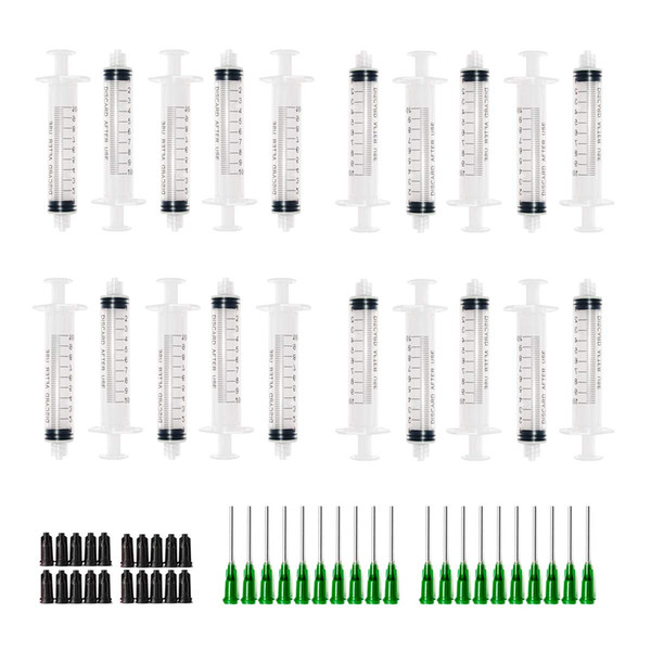 Plastic Syringes 10ml with 14G Blunt Tip Needles for Scientific Lab and Dispensing Multiple Uses Measuring Syringe Tools (Pack of 20)