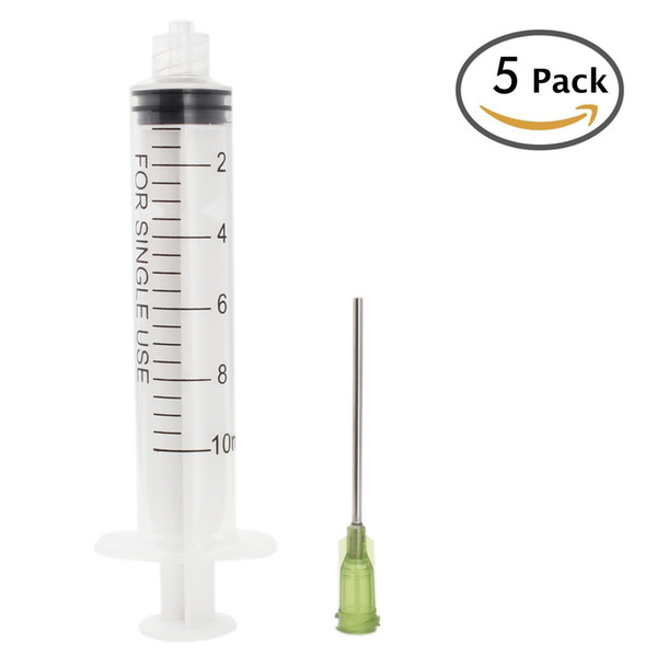 10ml Syringes with 14Ga 1.5'' Blunt Tip Needle - Great for Glue Applicator, Oil Dispensing (Pack of 5)