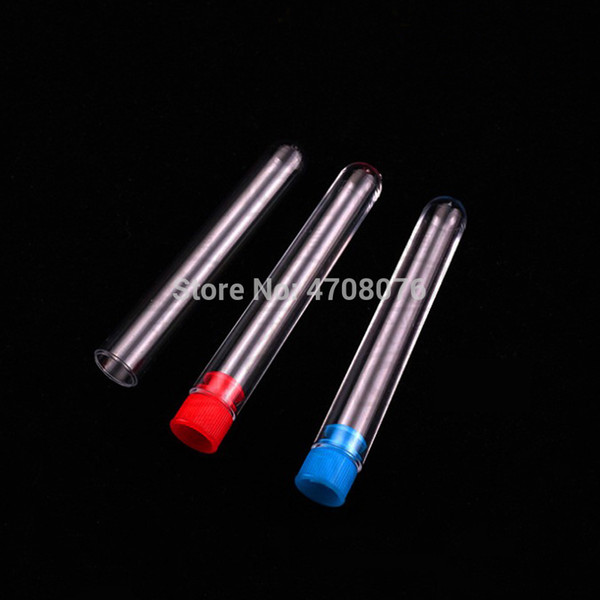 13x100mm 100pcs/lot Plastic test tube with color cap transparnt lab tube U-shaped bottom PS labware for scientific experiment