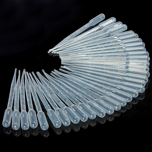 100PCS/pack Transparent Pipettes Disposable Safe Plastic Eye Dropper Transfer Graduated Pipettes 0.2ML for Lab Experiment Supplies