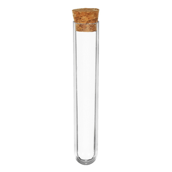 50pcs 18x100mm Transparent Plastic Test Tube With Cork Stopper Round Bottom School Laboratory Educational Supplies free shipping