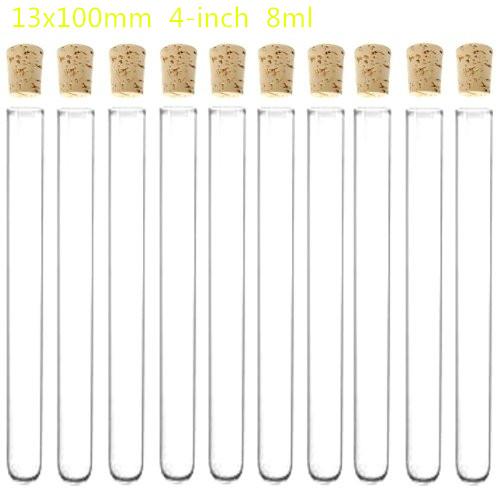 Plastic Test Tube With Cork Stopper 4-inch 13x100mm 7ml Clear ,Food Grade Cork Approved , Pack 100 , All Size Available In Store