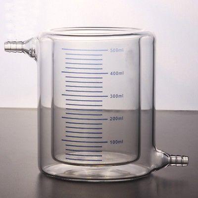 500ml Laboratory Jacketed Borosilicate Glass Beaker Double Layer Beaker for Photocatalytic Experiment