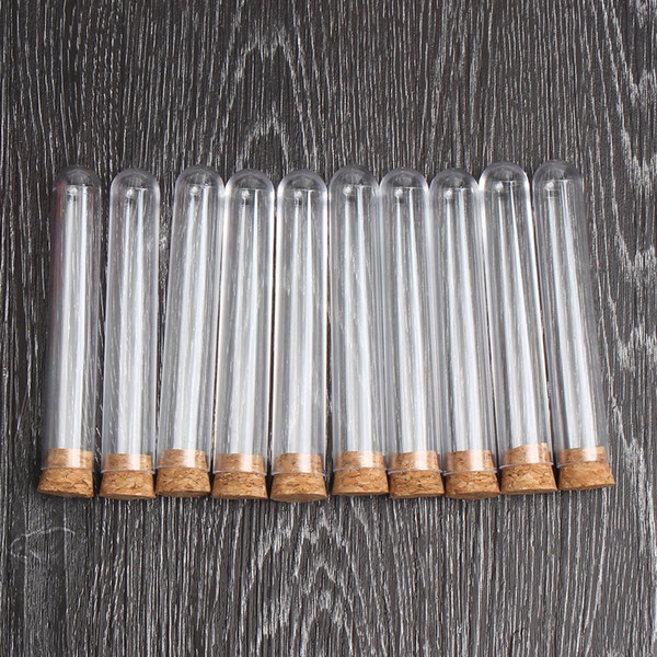 Transparent Plastic Test Tube With Cork Stoppers Round Bottom 18x100mm School Laboratory Educational Supplies 30pcs/lot