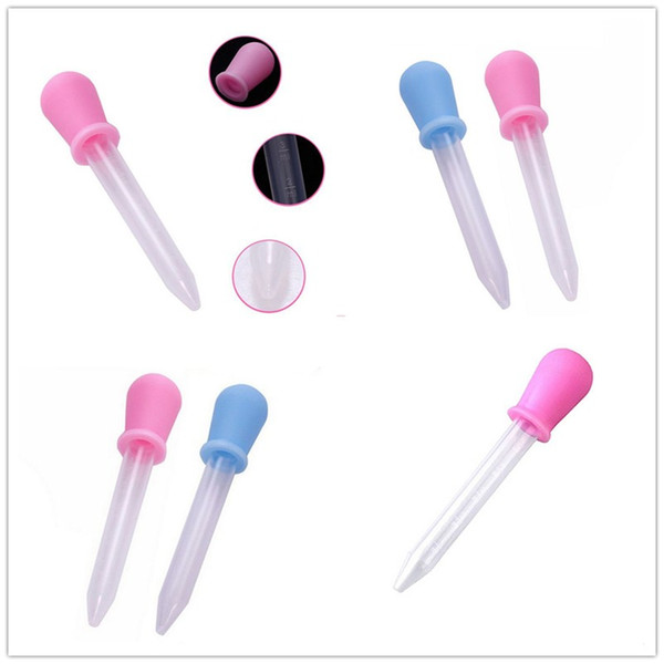 1Pc Baby Feeding Utensils Clear Plastic Pipette Feed Liquid Medicine Dropper Burette Pink wholesale 5ML