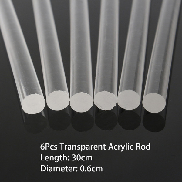 6Pcs 300*6mm Transparent Acrylic Round Rod Solid Rod