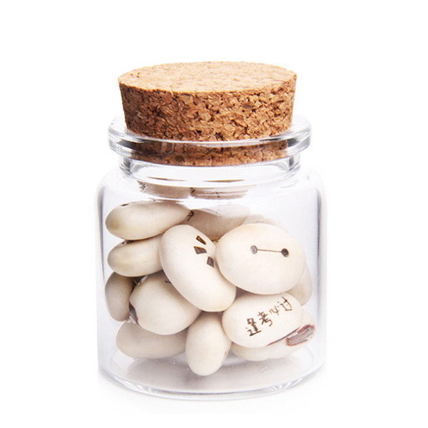 Glass Bottles Wishing Bottle Empty Sample Storage Jars with Cork Stoppers - Transparent 47*50MM 50ML 5pcs