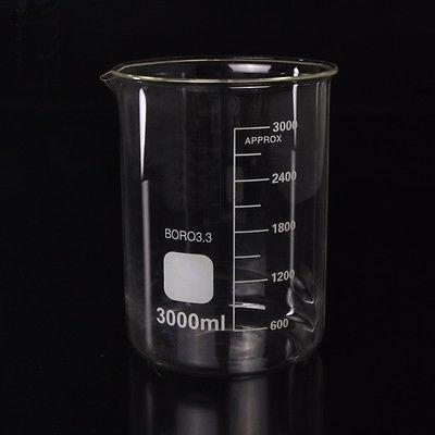 3000ml Low Form Beaker Chemistry Laboratory Borosilicate Glass Transparent Beaker Thickened with spout FREE SHIP