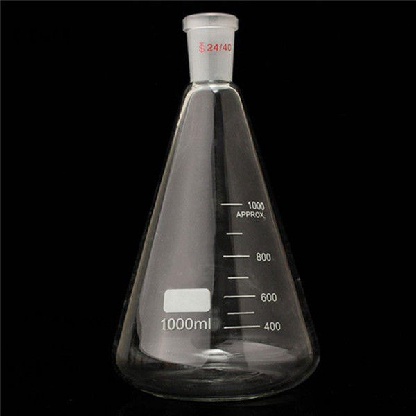 24/40 1000ml/1L Glass Erlenmeyer Flask Conical Bottle Lab Chemistry Glassware