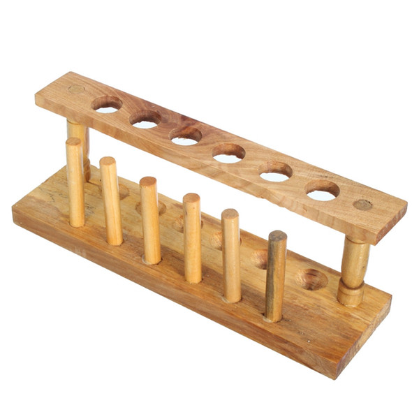 Wooden Test Tube Rack 6 Holes and 6 Pins Holder Support Burette Stand Laboratory Test tube Stand Shelf Lab School Supply