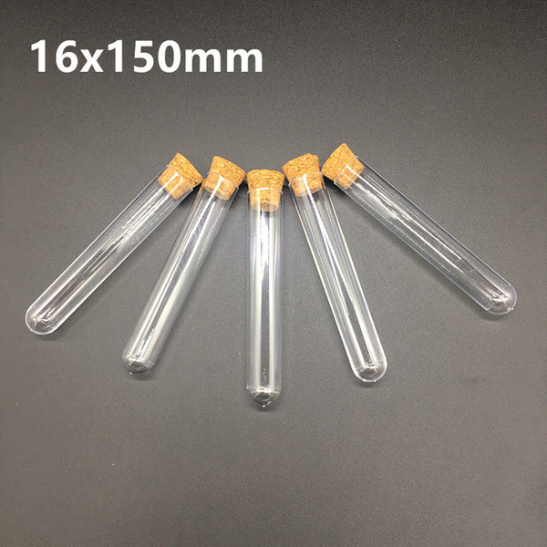 50pcs 16x150mm Plastic Test Tube With Cork 6-inch Clear Like Glass Wedding Favor Tea Package