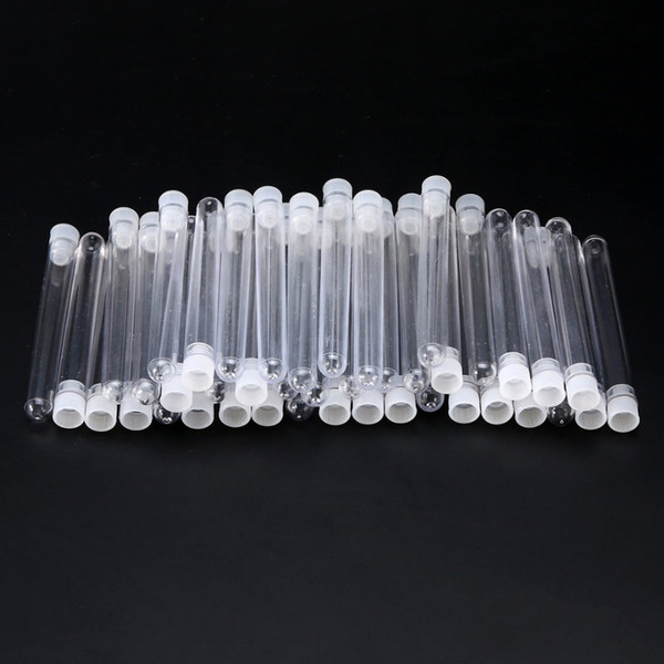 Plastic Test Tube Simple Design Test Tube Transparent Clear Plastic Test Tubes Vials 100mm x 12mm With Push Caps 50Pcs/Set