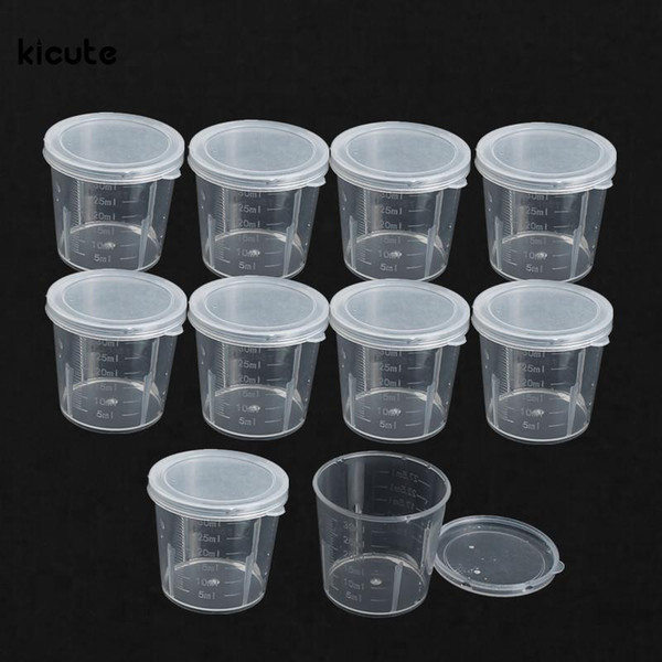 100pcs Plastic Graduated Laboratory Bottle Lab Test Measuring 30ml Container Cups with Cap Plastic Liquid Measuring Cups