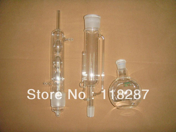 Wholesale- 500ml Soxhlet Extractor,condenser,Pumping tube and Flat flask, one plat bottom flask,lab glassware