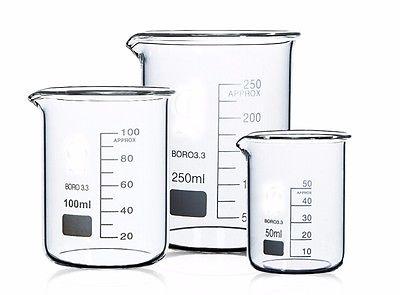 Wholesale- 250+400+500+800ml Low Form Beaker Chemistry Laboratory Borosilicate Glass Beaker Thickened with spout FREE SHIP