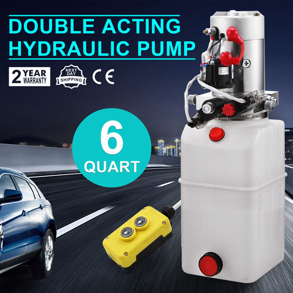 2200W Double-Acting Hydraulic Pump Power Pack with Controller - 12 VDC 6 Quart