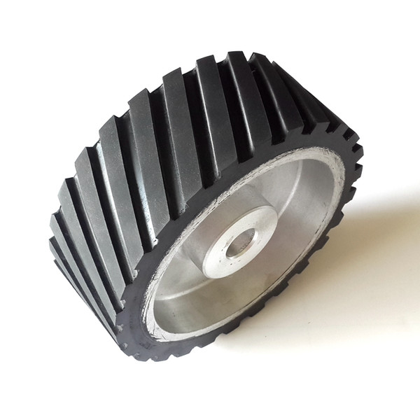 200*75*25mm Serrated Rubber Contact Wheel Belt Sander Polisher Grinder Wheel Sanding Belt Set