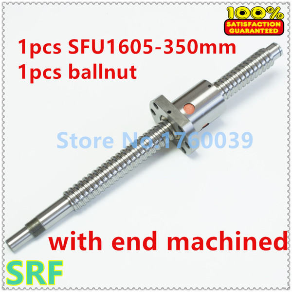 Free shipping 1pcs Rolled ballsrew 16mm diameter SFU1605 ball screw L=350mm+1pcs ballnut with BK/BF12 end machined for CNC part
