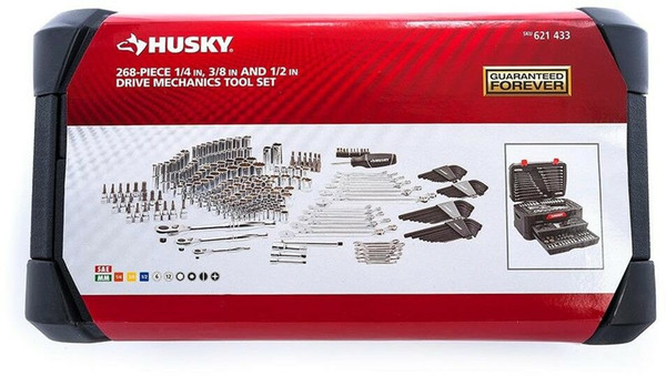 CAR.268-Piece Husky Mechanics Tool Set w Case SAE Metric Sockets Wrenches Repair Kit