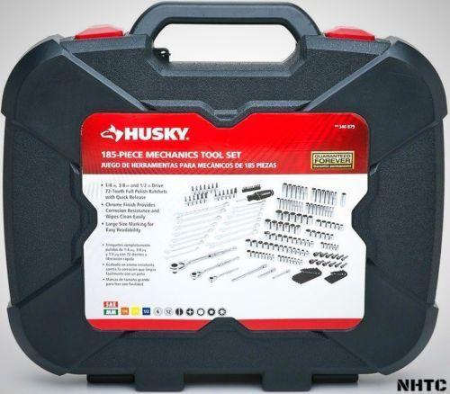 Mechanics Tool Set 185 Piece Heavy Wrenches Sockets Kit Husky case metric repair 7 product ratings